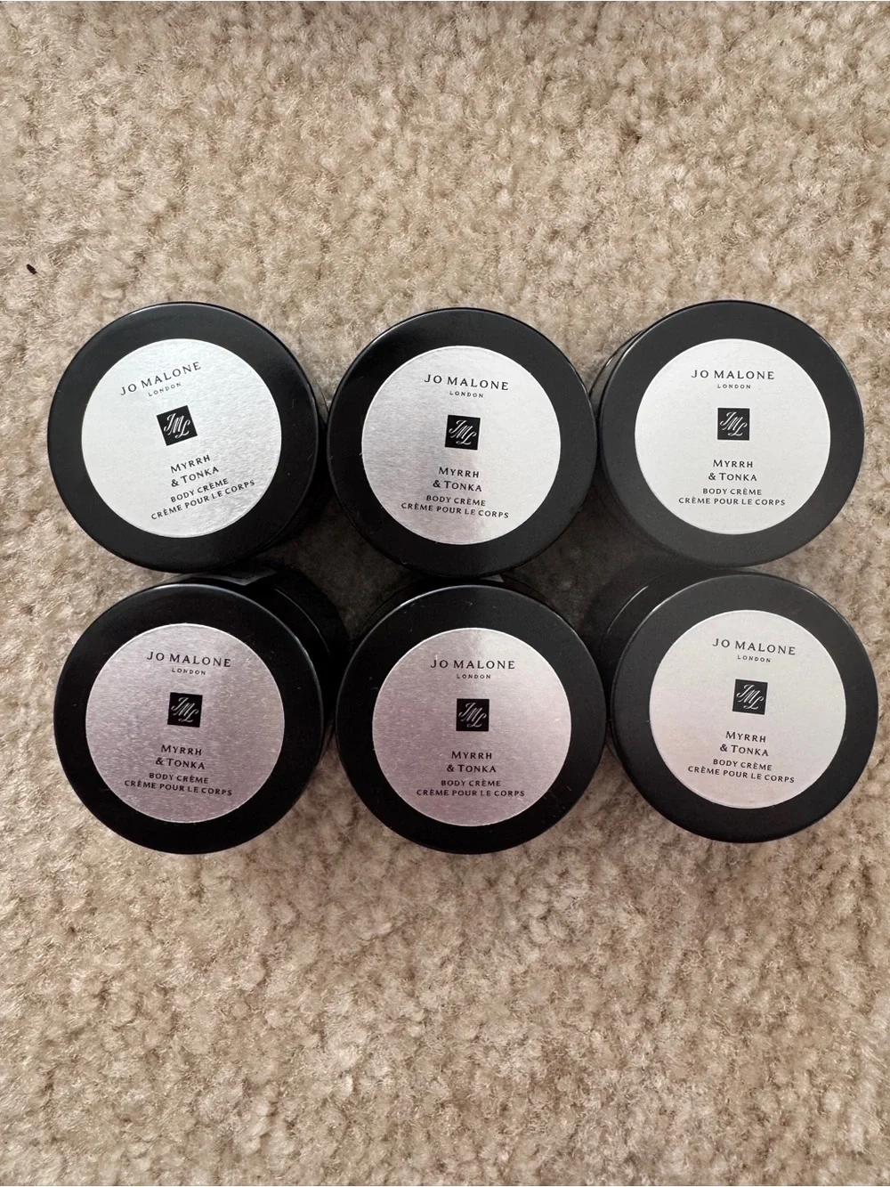 6Pc. Jo Malone Myrrh & Tonka Body Cream Travel Size 15ml